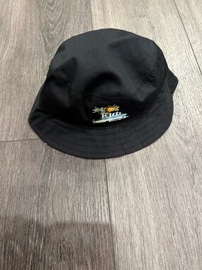 Black Bucket Hat with Tropical Embroidery